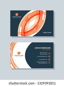 Business card template orange and white background. Modern abstract vector design