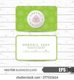 Business Card Template With ORGANIC Pattern,tag And Label ,vector Illustration