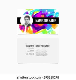 Business Card Template. Paint Splash Abstract Background.