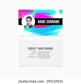Business Card Template. Paint Splash Abstract Background.