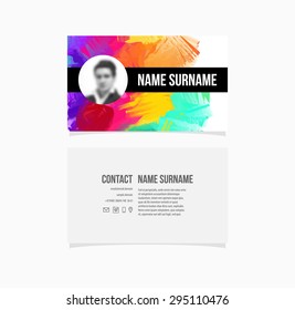 Business Card Template. Paint Splash Abstract Background.