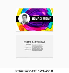 Business Card Template. Paint Splash Abstract Background.