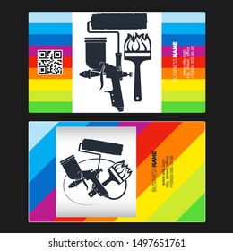 Business card template for a painter with painting tools