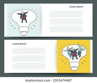 Business card template with business people in lightbulb