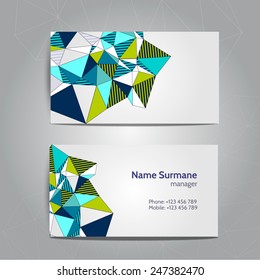 Business card template, polygon pattern vector design editable. Low poly design.