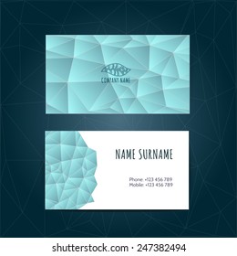 Business card template, polygon pattern vector design editable. Low poly design.