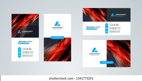 Business card template. Portrait and landscape layout. Front and back side. Vector illustration