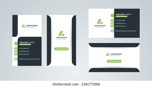 Business card template. Portrait and landscape layout. Front and back side. Vector illustration