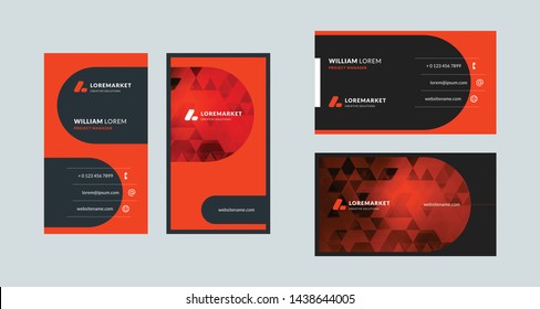 Business card template. Portrait and landscape layout. Front and back side. Vector illustration