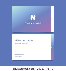 Business card template for professional and company branding in blue and purple gradient color