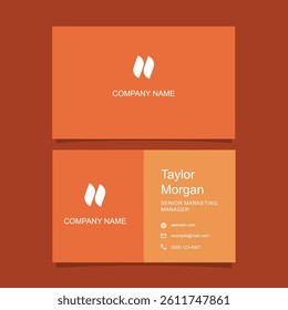 Business card template for professional and company branding in orange background and white text