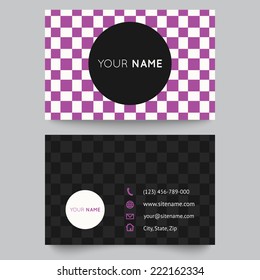 Business card template, purple and white pattern vector design editable. Vector illustration for modern design.
