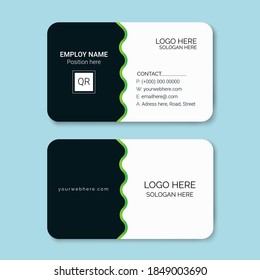 Tarjeta de visita, plantilla de tarjeta de visita con código Qr, plantilla de diseño de tarjeta de visita moderna y mínima,
