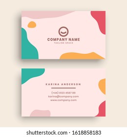 Business Card Template Ready To Print With Pastel Color. Vintage Business Card, Retro Concept, Creative Business Card Concept