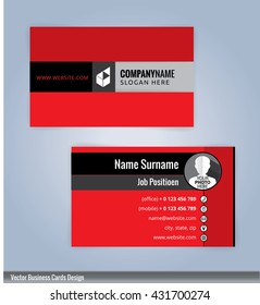 Business card template. red background, Modern Business card, Illustration Vector10
