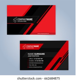 Business card template. Red and Black, Illustration Vector10