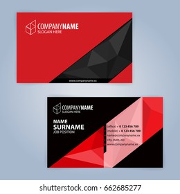 Business card template. Red and Black, Illustration Vector10