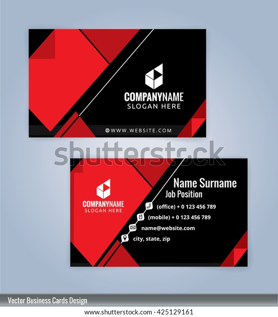 Business Card Template Red Black Background Stock Vector (Royalty Free ...