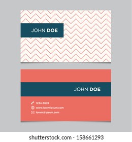 Business card template, red pattern vector design editable