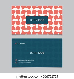 Business card template, red pattern vector design editable