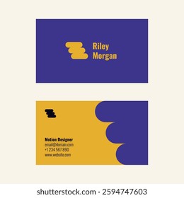 Business Card Template Riley Motion Animation Creative Purple