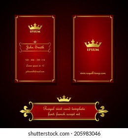 Business card template in royal red and gold style