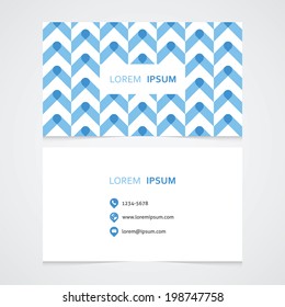 business card template with a seamless pattern in blue shades