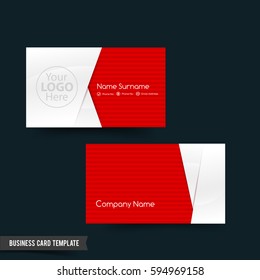 Business Card template set 64 red and white basic geometry eleme