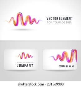 Business card template set, abstract pink wave on white background. Vector illustration for modern design. Corporate identity for the company. Cool logo element.