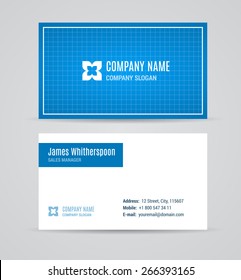 Business card template set, blueprint. Editable vector