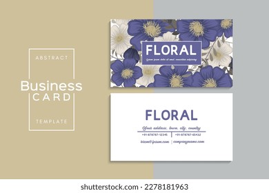 business card template set with colorful flowers	

