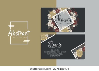 business card template set with colorful flowers	
