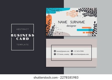 business card template set with colorful flowers	
