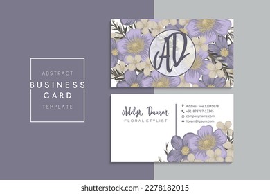 business card template set with colorful flowers	
