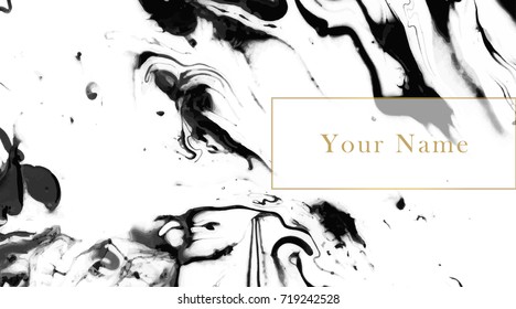 Business card template set. Elegant, abstract branding with marble texture and golden frame with place for text. Vector design for decorators, artists, fashion bloggers, stylists