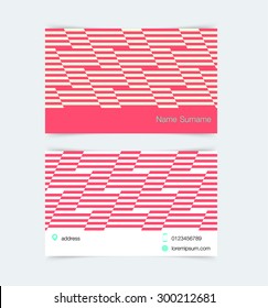 Business card template with simple pattern background. Vector illustration.