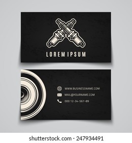 Business Card Template. Spark Plug Logo. Vector Illustration