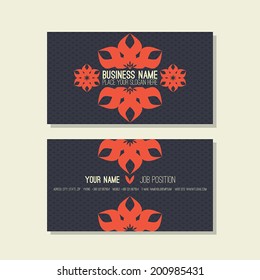 Business card template. With stylized floral ornament