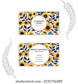 Business card template with sunflower design.