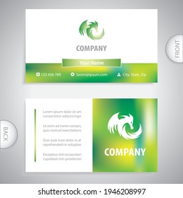 Business card template. Symbol of a flying dragon of a medieval reptile. Mythical animal with a strong character.