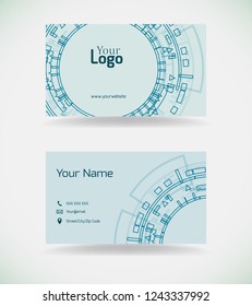 Business card template with technological elements.Vector illustration.