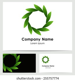 Business card template, ten leaf arranged in a circle
