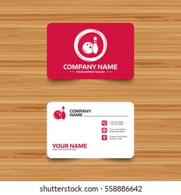 Business card template with texture. Bowling game sign icon. Ball with pin skittle symbol. Phone, web and location icons. Visiting card  Vector