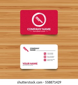 Business card template with texture. Comb hair sign icon. Barber symbol. Phone, web and location icons. Visiting card  Vector