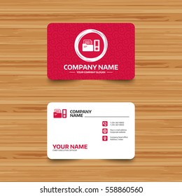 Business card template with texture. Document folder sign. Accounting binder symbol. Bookkeeping management. Phone, web and location icons. Visiting card  Vector