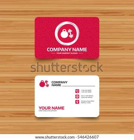 business card template texture dumbbell kettlebell stock vector workout card template