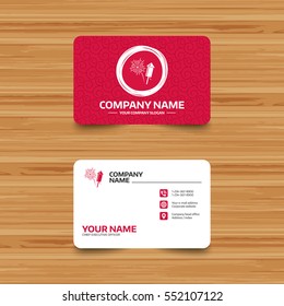 Business card template with texture. Fireworks with rocket sign icon. Explosive pyrotechnic symbol. Phone, web and location icons. Visiting card  Vector
