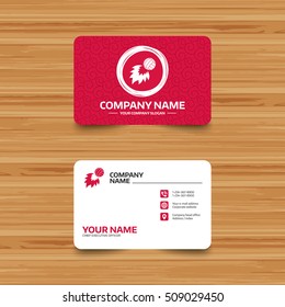 Business card template with texture. Volleyball fireball sign icon. Beach sport symbol. Phone, web and location icons. Visiting card  Vector
