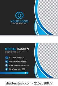 Visitenkarten-Vorlage, die kreativ und sauber ist. Vektorgrafik mit flachem Design. Business-Schreibwaren-Design.