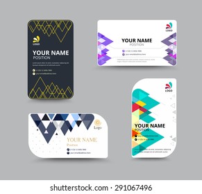 Business card template with Triangle abstract concept and commercial design. vector illustration